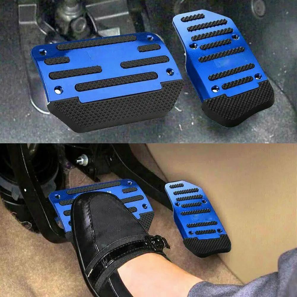 Car 2pcs Aluminum Automatic Transmission Foot Gas Pedal Set Cover Red Silver Blue Kit Fuel Pedal Pedals Cover Car Accessories