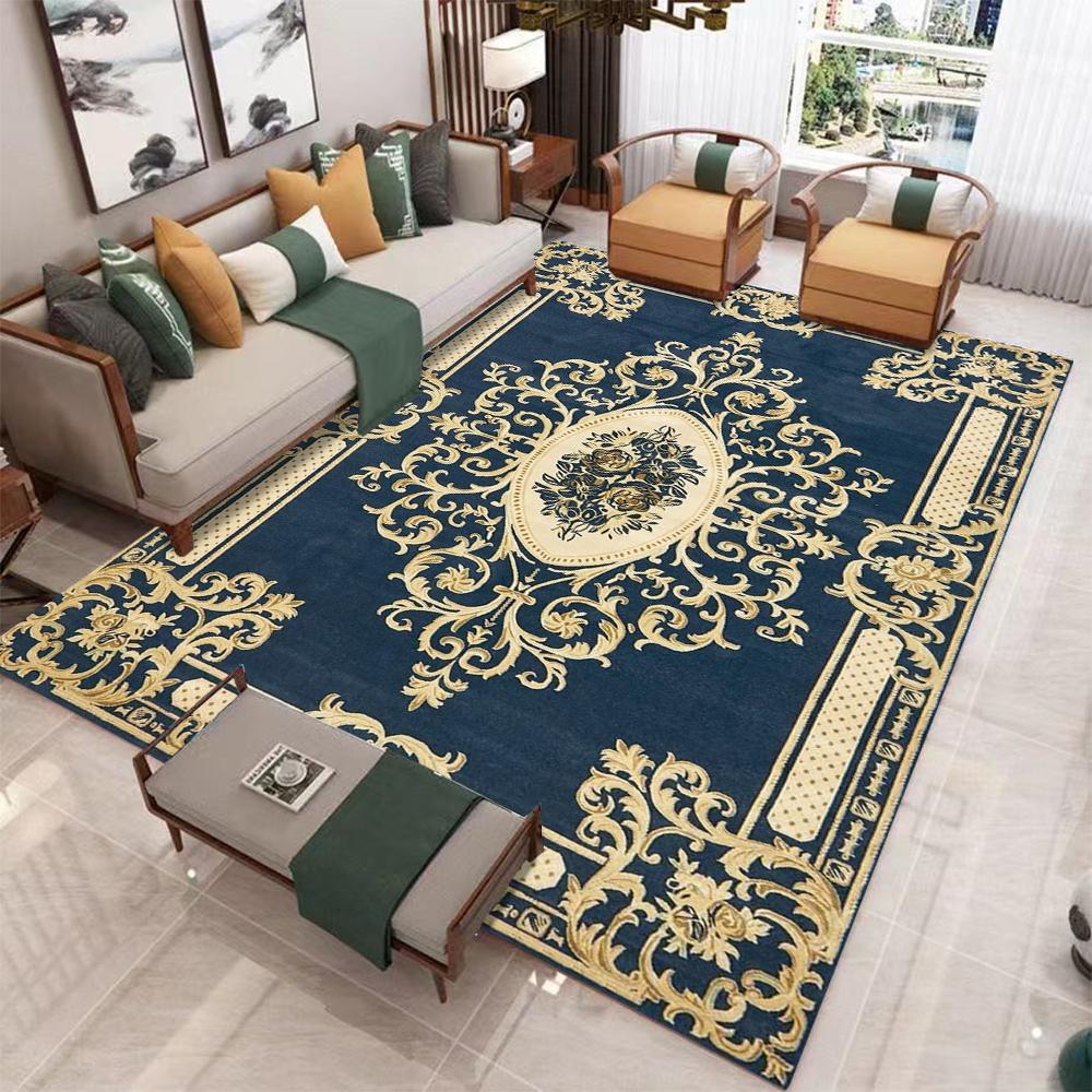 Luxury Blue Turkish Boho-style Carpetcarpet for Living Room Decor Bedroom Soft Floor Mat Balcony Lounge Rugs Kitchen Nonslip Mat