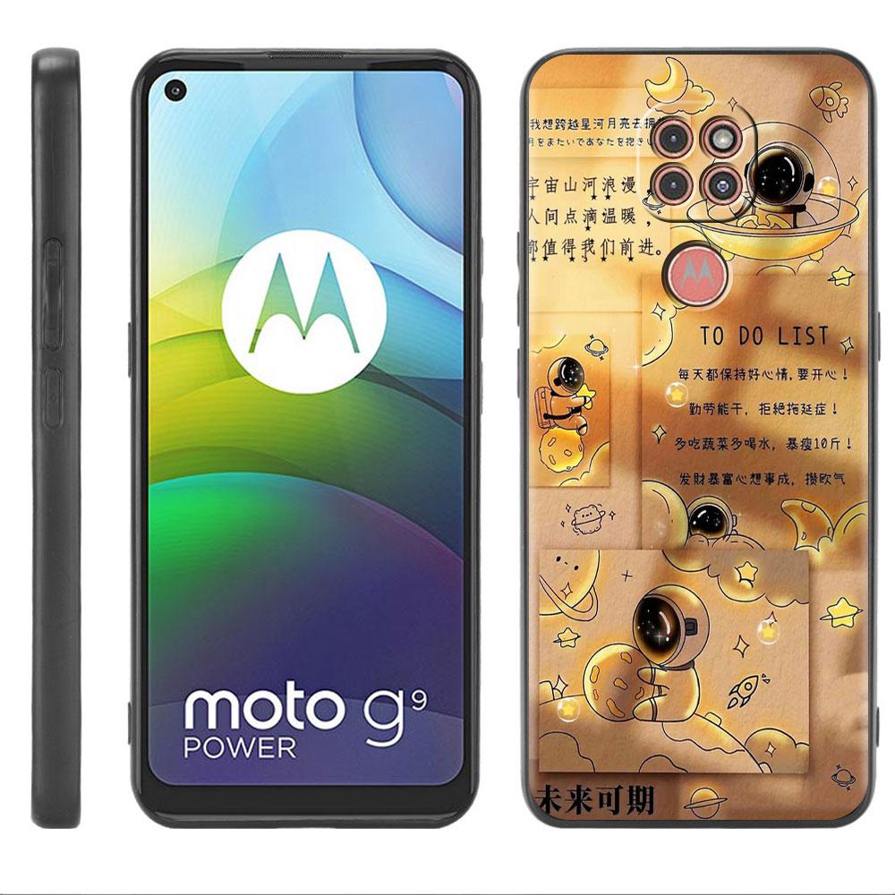 Astronaut Cartoon Case For Motorola G30 G9 Play G82 G52 G60 G8 G9 Power G50 One Fusion Edge 30 20 Black Soft Phone Capas