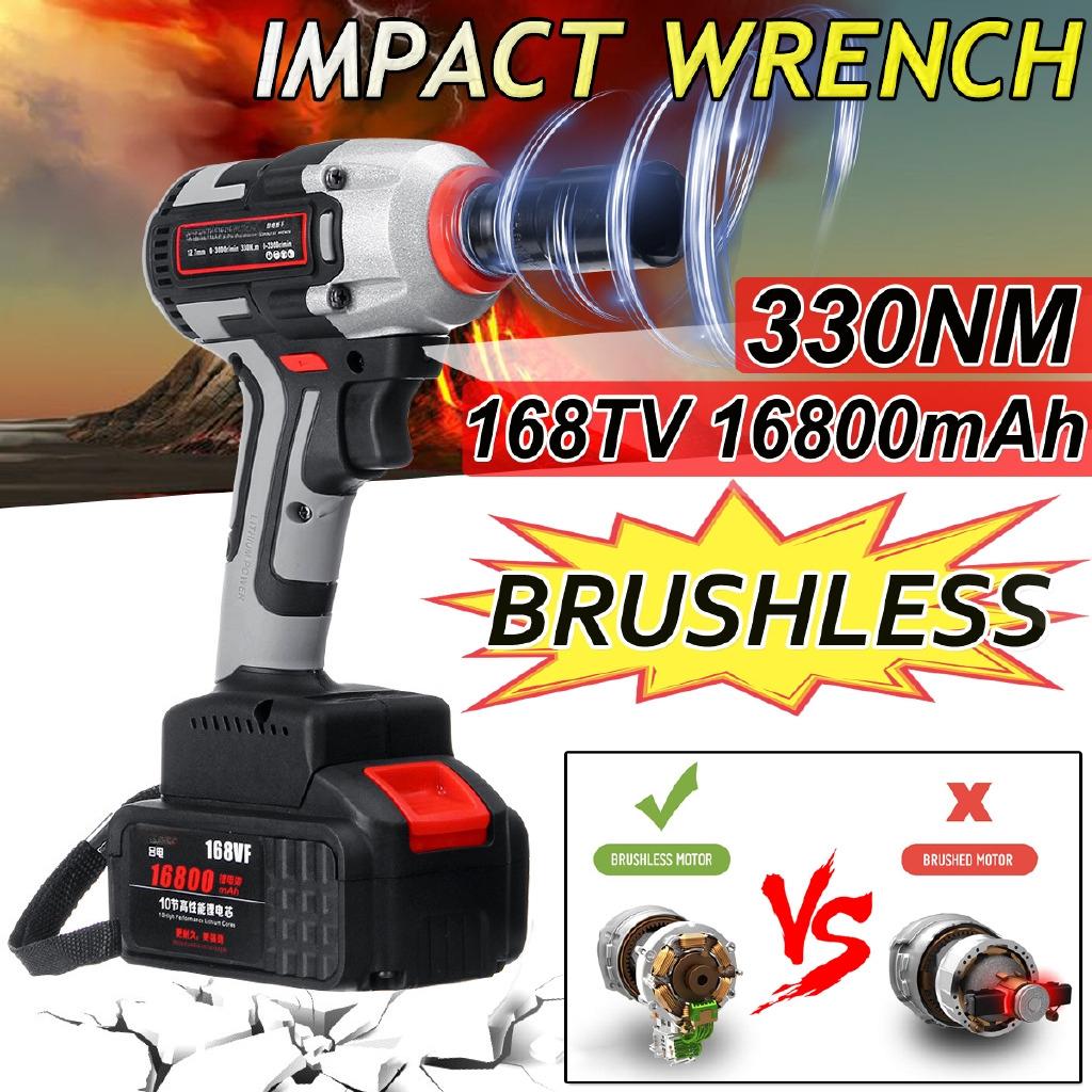 330Nm 168V 16800mAh Rechargeable Lithium Battery Brushless Cordless Electric Wrench Impact Driver Power Tool Household DIY Drill