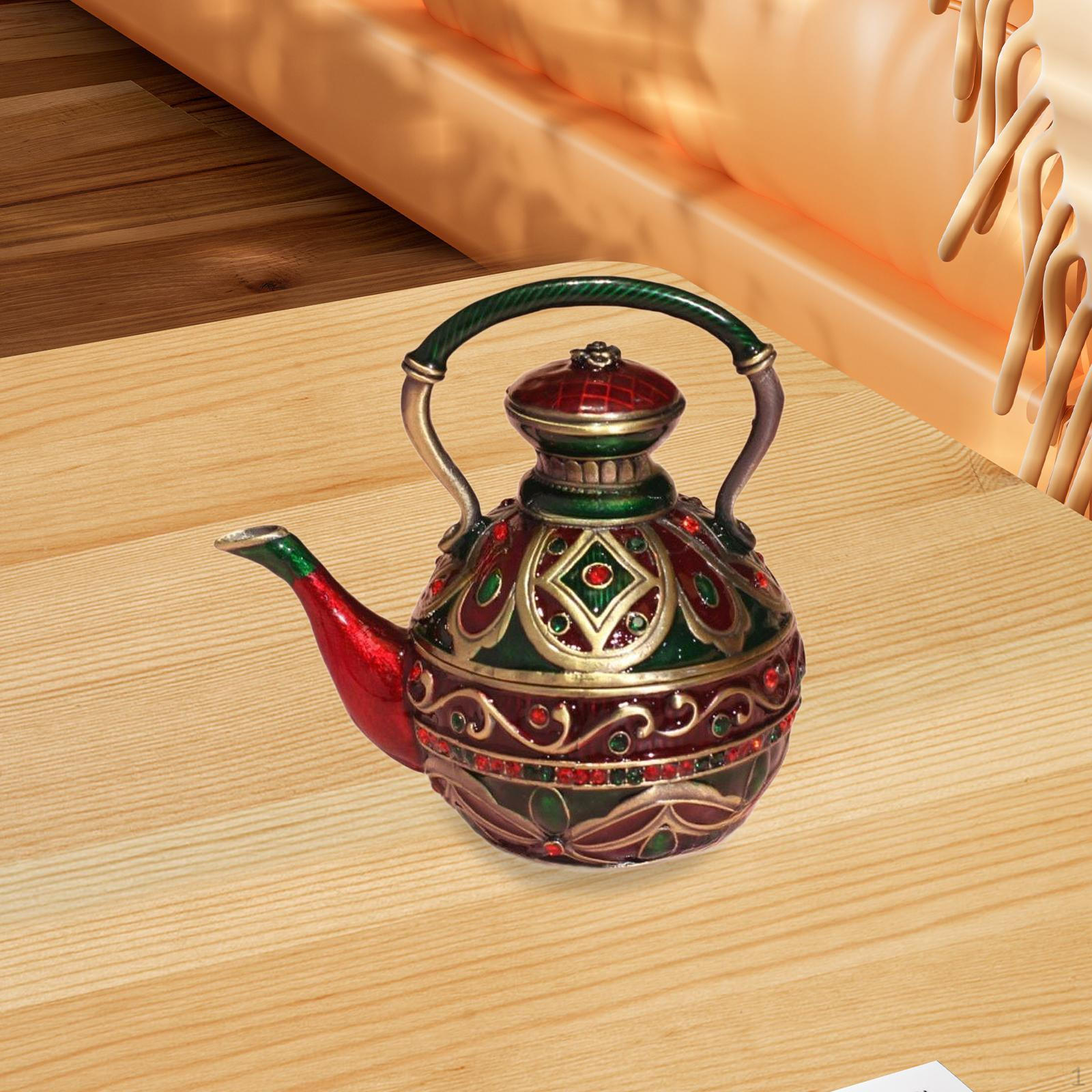 Эмалированный Чайник Шкатулка для Мелочей Органайзер для Украшений для Женщин Ручная Роспись Держатель для Колец Шарнирный Эмалированный