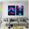 Fantasy Pink Neon Color Landscape Wall Art Canvas Paintings Japanese Anime Cyberpunk Poster Prints Pictures For Home Decoration