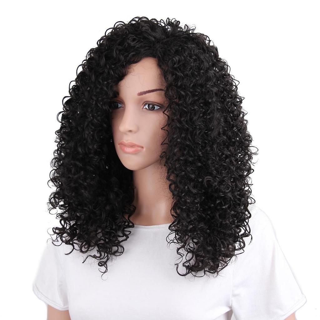 Female Fashion Long Curly Lace Frontal Synthetic Wig Full Wig  Hair Corn Wave Wig for Black