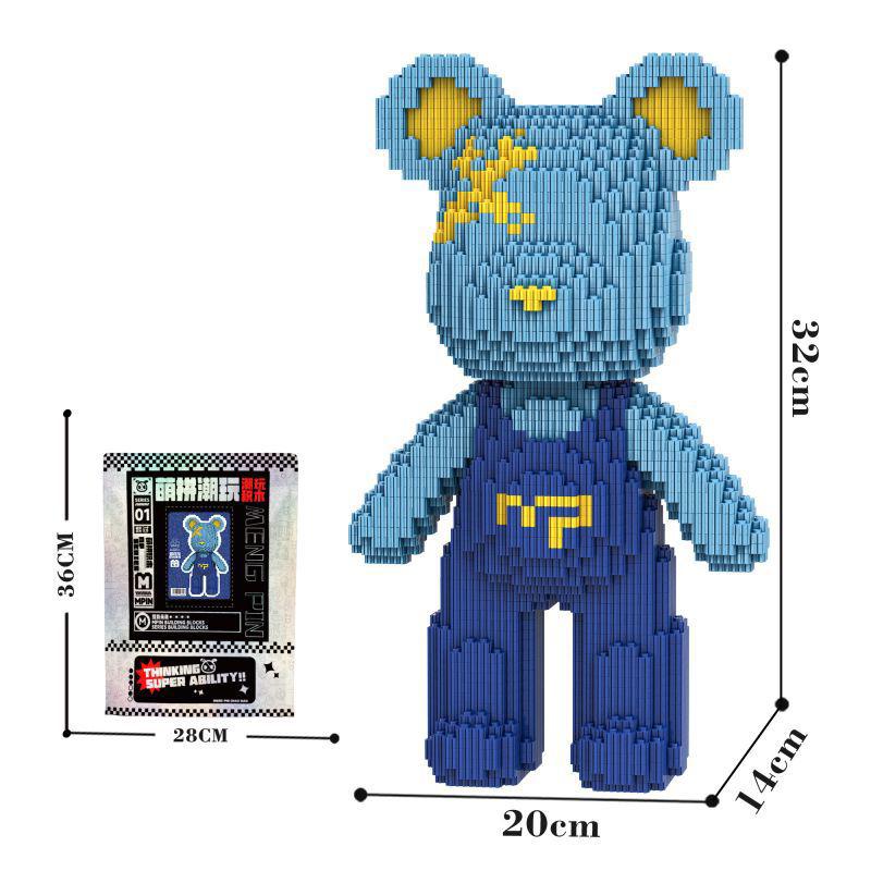 32Cm Kawaii Bear,Assembly Toys,Creative Small Particles Construction Blocks,Ornaments, Household Decor,Toys For Gifts,More Than 4000Pcs