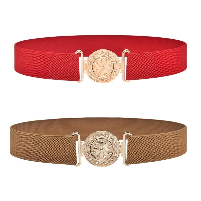 Delicate Flower Buckle Waist Belt Women Elastic Belt Stretchy Belt Wide Waistband for Woman Shirt Blouses Coat Decor