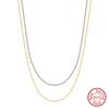 EFFIE QUEEN 925 Sterling Silver Tennis Layered Chain Necklace Simple Paperclip Stacked Chain Choker Trendy Accessories BQN48