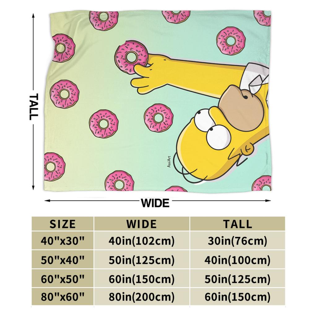 S-Simpsons Homer Donut Pattern Bedding Throws Soft Cozy Trend Blanket  For Couch Chair Camping Flannel Bedspread Bed Cover