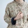 Women Vintage Print Floral Shirts Tops Stand Nine Sleeve Blouses Spring Button Shirts