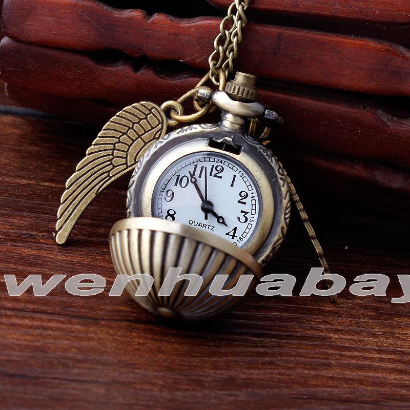 Harry Potter Snitch Pocket Watch Necklace, Harry Potter Multicolor Retro Pocket Watch, Foreign Trade