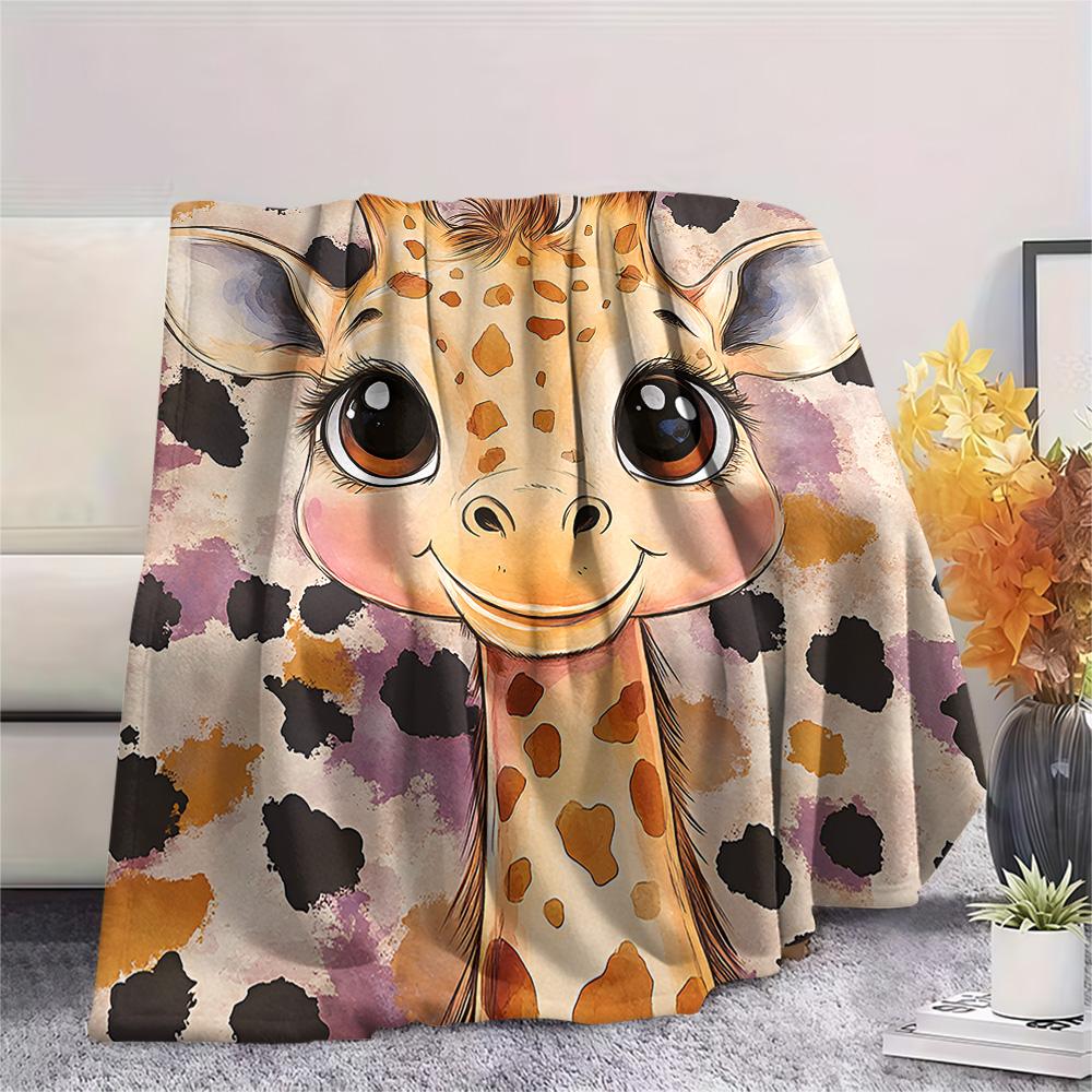 Giraffe Print Flannel Blanket, High quality Comfortable for All Seasons, Home Decor, Warmth and Comfort, Perfect for Christmas Gifts