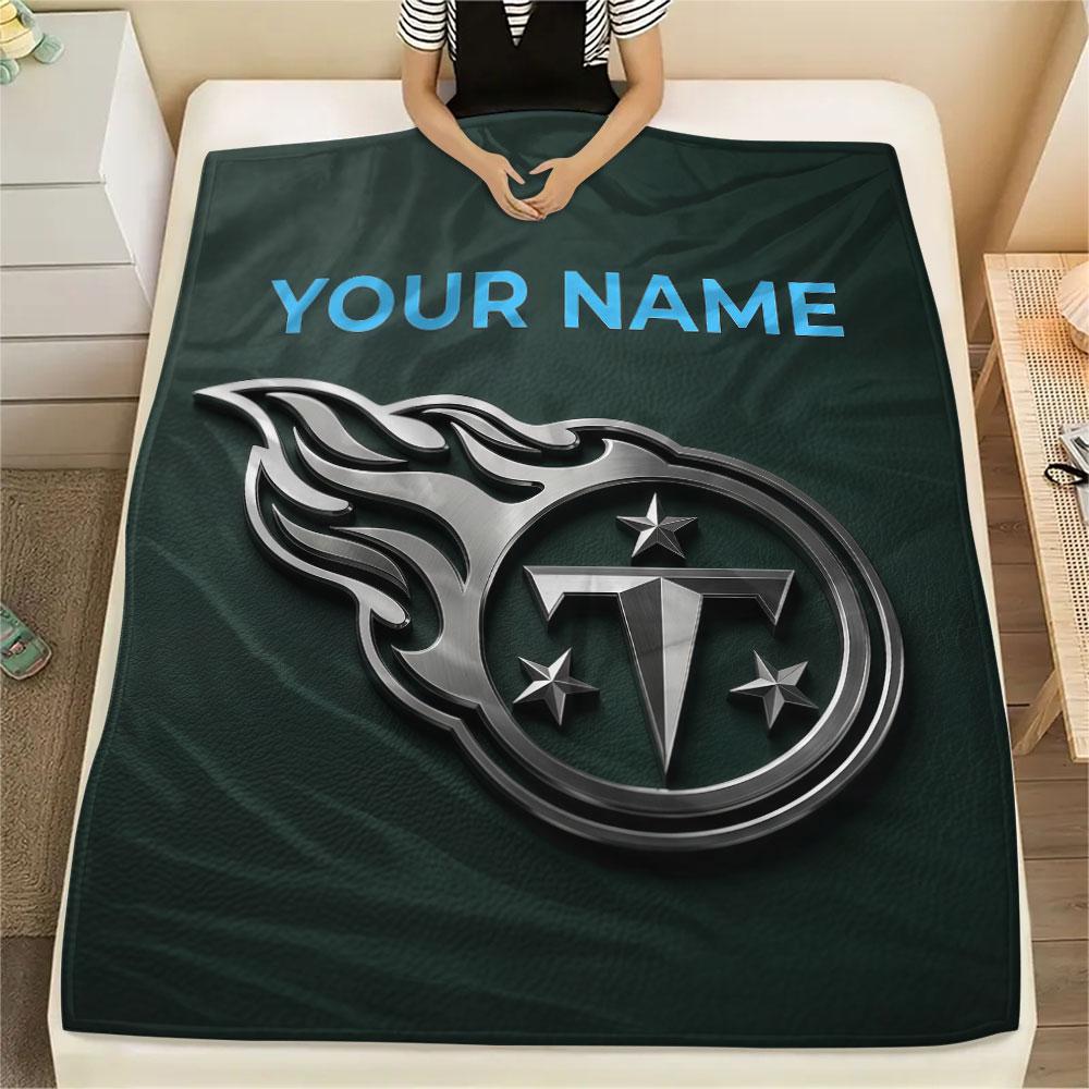 Custom Name,Tennessee Titans Printed Flannel Blanket, soft throw for bedroom sofa, washable, Christmas present, great gift.