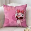 Cartoon Happy T-Tree Friends Cushion Cover Silky Short Plush Invisible Zipper Dustproof Sofa Pillow Case For Home Decor