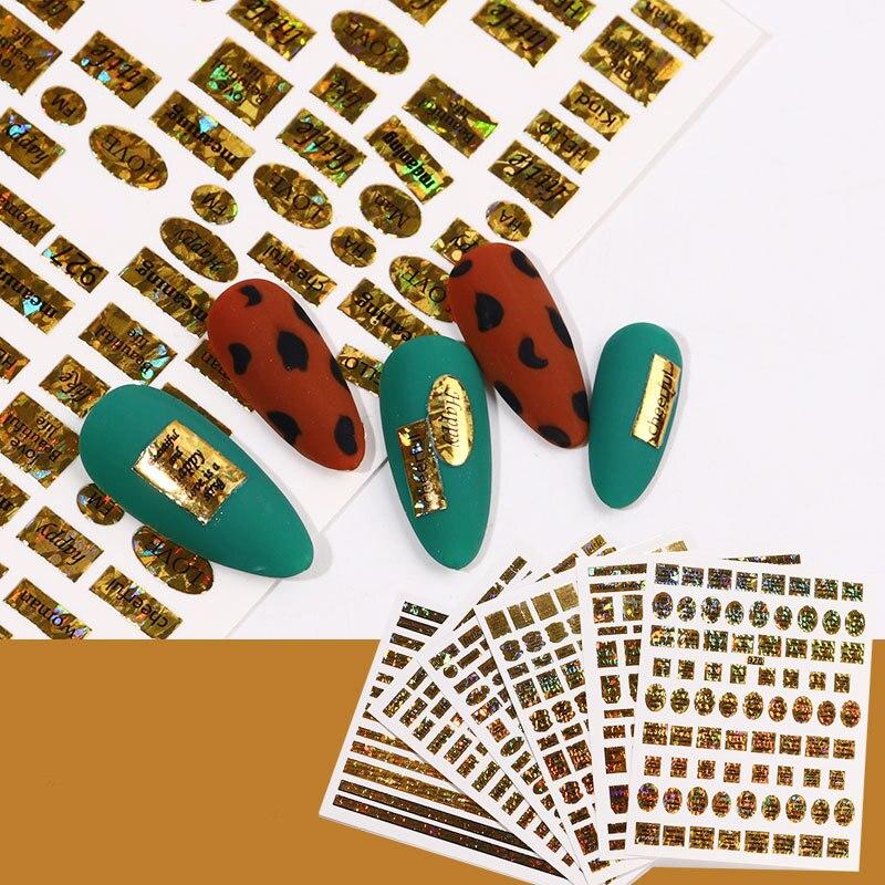 Buy 6 Designs Nail Stickers Set Laser Bronzing Nail Art Transfer Decals ...