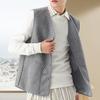 Men Waistcoat V-Neck Sleeveless Single-Breasted Vest Coat Solid Color Velvet Lined Warm Vest Jacket with Pockets