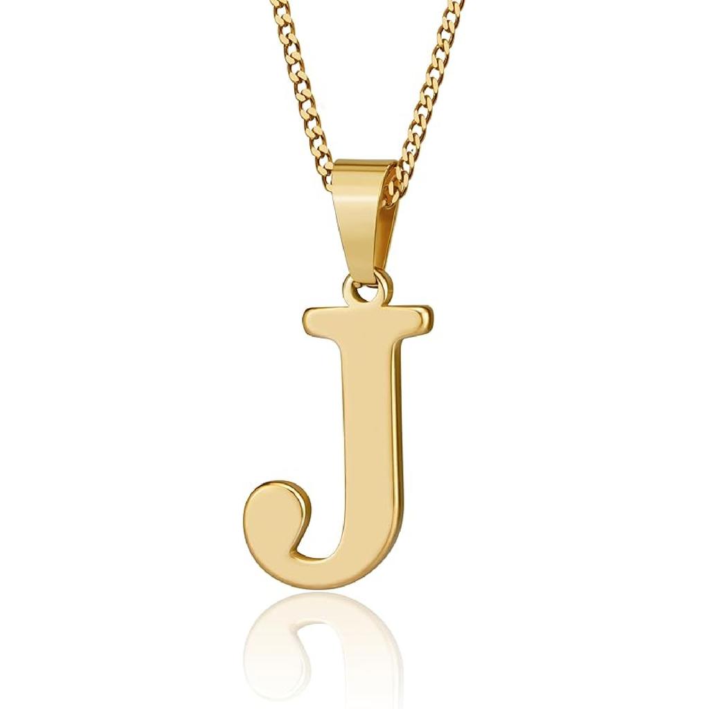 Suweibuke Initial Necklace for Men Women Boys Girls, 18K Gold Plated 26 Letters Pendant Necklace, Personalized Jewelry Gifts