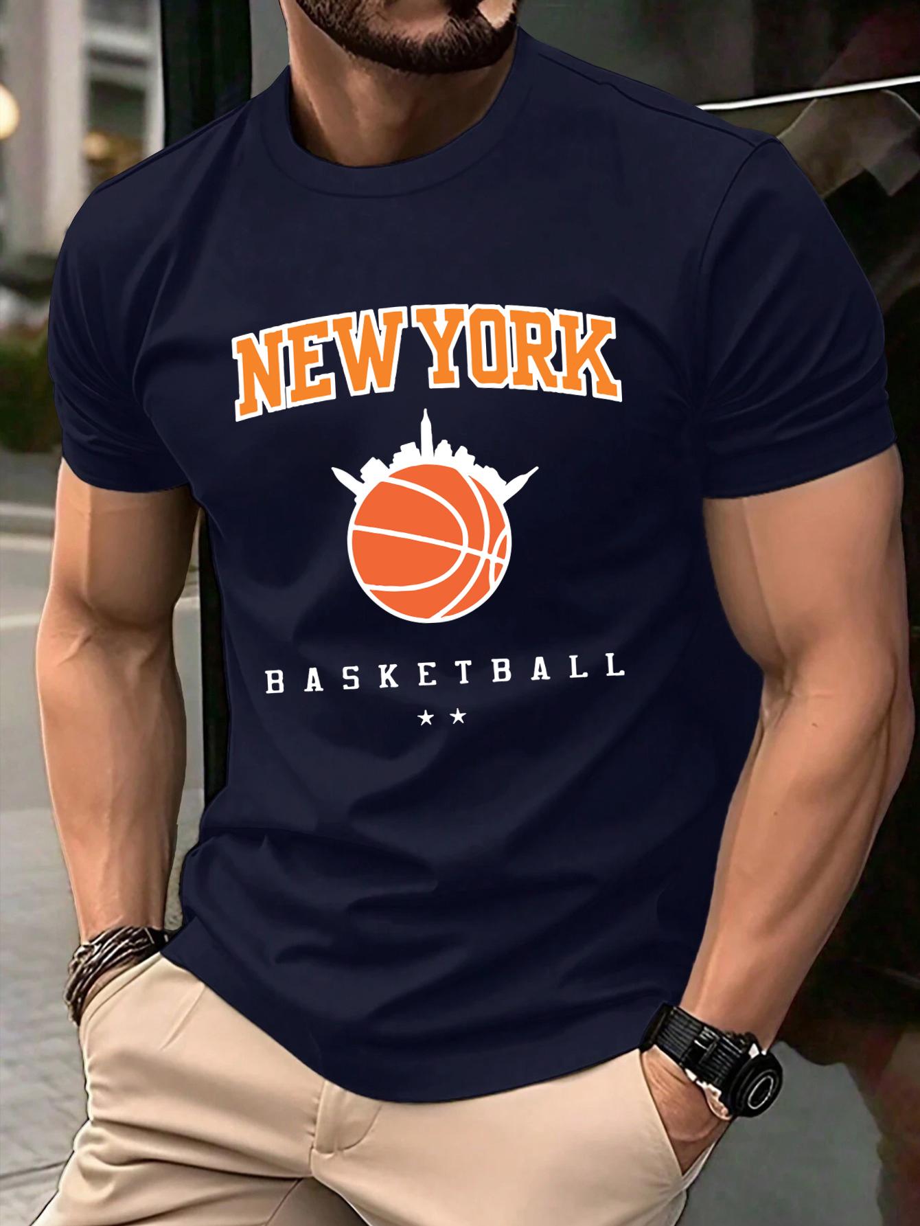 

New York Basketball Game Print Men T Shirts Hip Hop ONeck TShirt Soft Cotton Male Sportswear Casual Comfortable Clothes 4XL