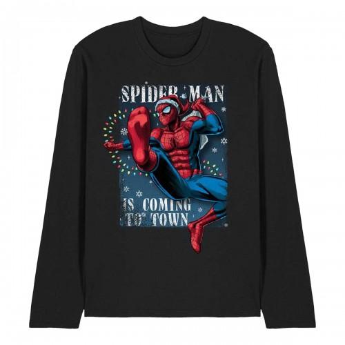 Spider-Man Unisex Adult Is Coming To Town Long-Sleeved Christmas T-Shirt