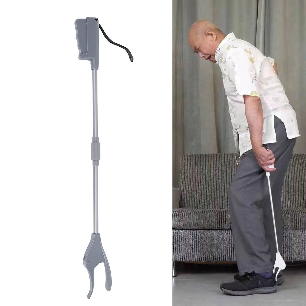 Shoe Horn with Grabber Long Handle Shoe Horn Folding Foot Shoehorn for The Elderly Pregnant Women Gray