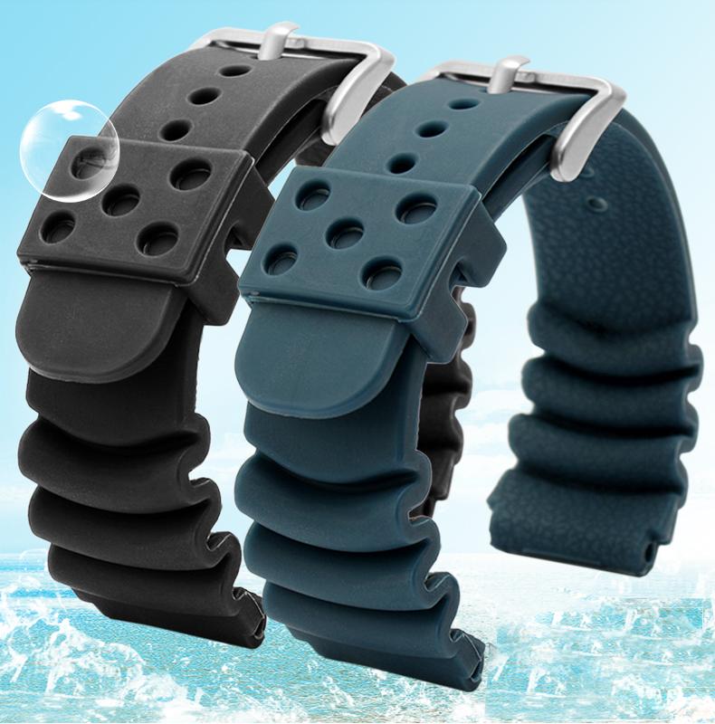 For Seiko Silicone Watchband Male No. 5 Water Ghost DAL0BP SKX007 SRPA21J1 Canned Red Teeth Diving 007 Abalone 22mm20 Black Blue