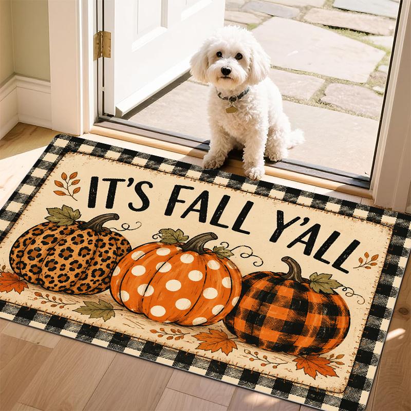 Welcome Maple Leaf Acorn Print Doormat Fall Harvest Indoor Entryway Floor Carpet Autumn Seasonal Area Rug for Home Decoration