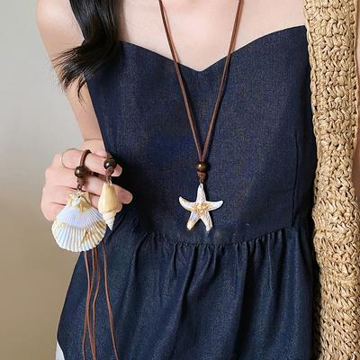Bohemian Shell Starfish Necklace Niche Resort Style Versatile Collarbone Chain Fashion Temperament High Sense Jewelry Women