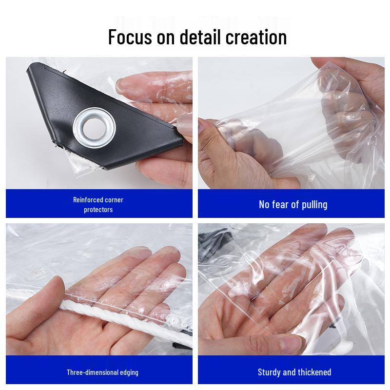 Outdoor Waterproof Transparent Rainproof Curtain with Grommets - Dustproof and Edge-Wrapped for Balcony Use