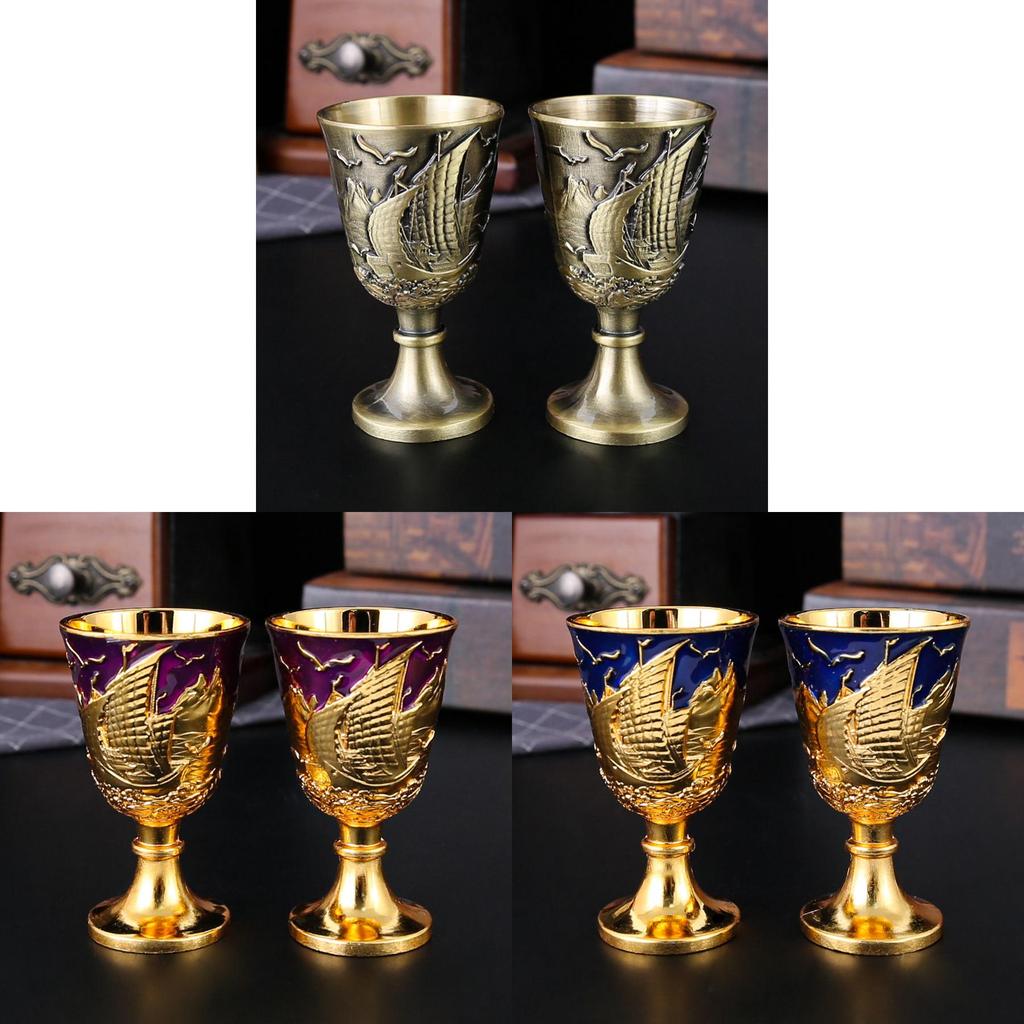Vintage Metal Water Cup Set With Geometric Design For Home Decor And Giftgiving