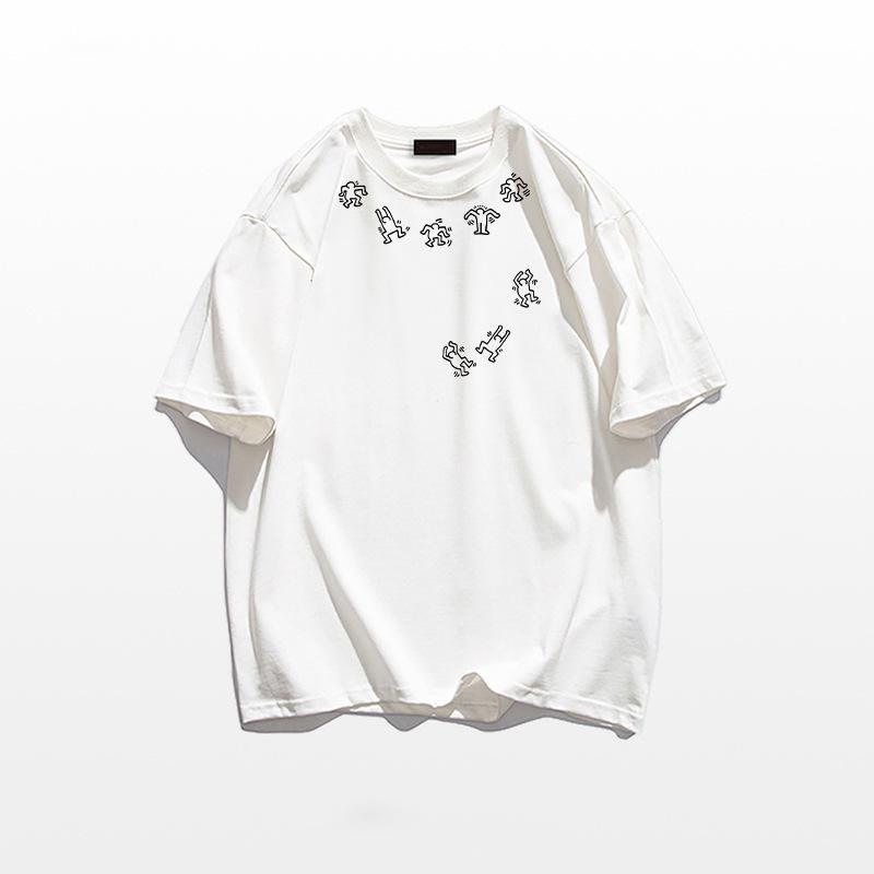 Damen 2025 Schwergewichtiges Graues Baumwoll-Sommer-T-Shirt mit Lockerem Halbem Ärmel