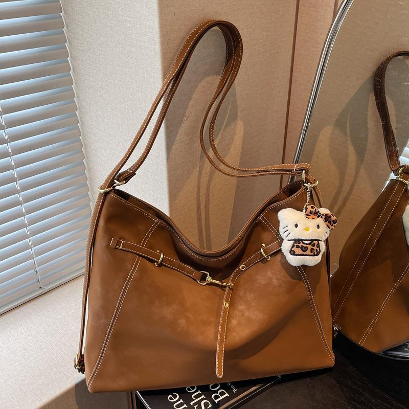 Commuter Retro Matte Bag Women's 2025 New Large-capacity Shoulder Messenger Tote Bag Multi-purpose Backpack