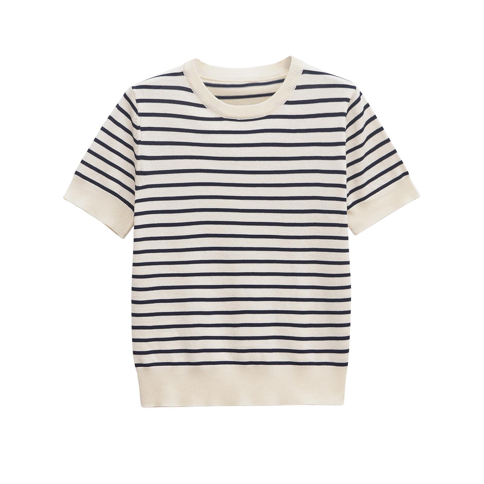 

Женский полосатый вязаный свитер Весна 2025 - Европейский и американский стиль Large