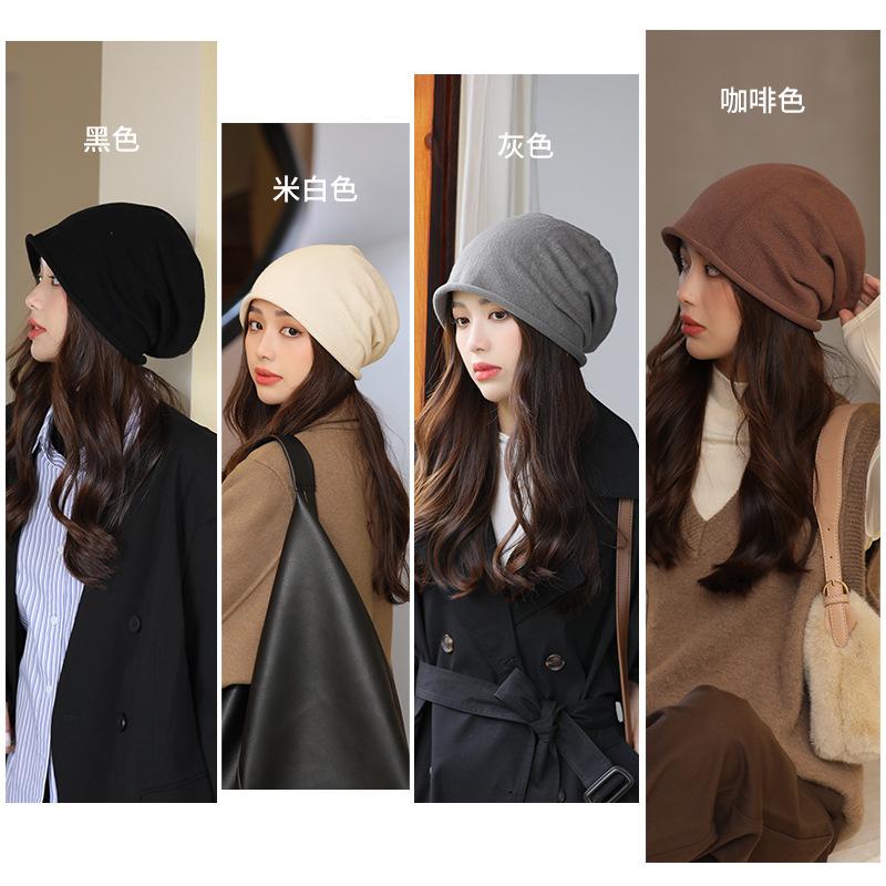 Hut Mädchen Herbst und Winter neu warm gestrickter Stapelhut dünne Klimaanlage reine Baumwolle Nachtmütze Kopftuch Kopfbedeckung Hut zur Kopfbedeckung