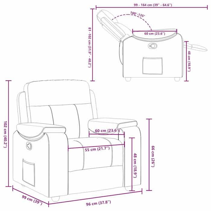 VidaXL Fauteuil inclinable gris nuage tissu, fauteuil, fauteuil inclinable TV, poussette, fauteuil inclinable pour personnes 4015689