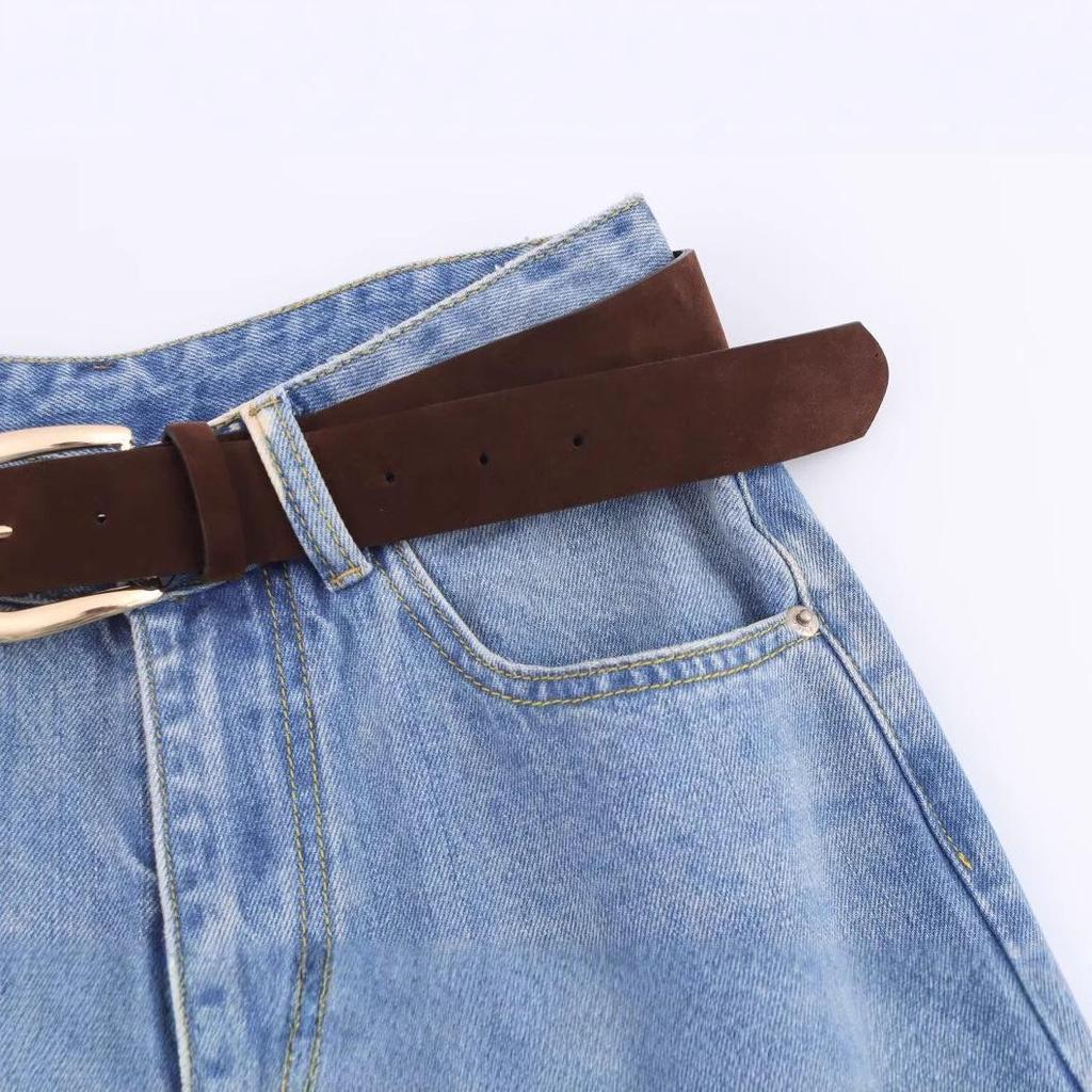 2025 Frühling Europäische & Amerikanische Mode High Waist Schlankmachende Gerade & Weitbeinjeans