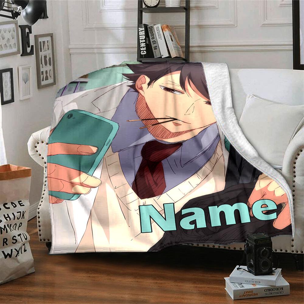 Customizable Oikawa Tooru1 Throw Blanket – Personalized Name, All-Season Cozy Snug Blanket, Machine Washable, Personalized Blanket