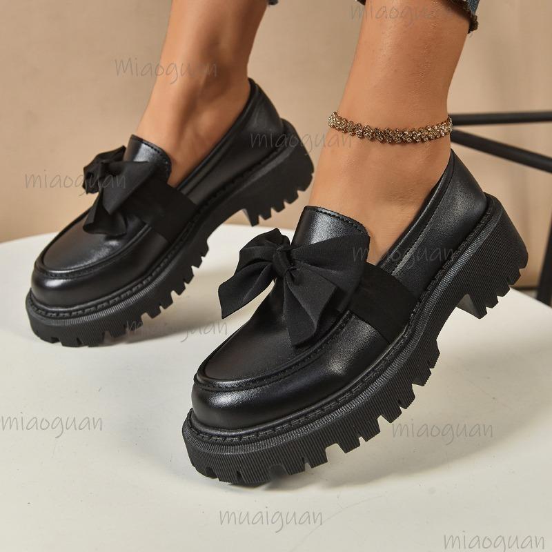 Mote Størrelse 35-42 PU Lær Dame Loafers Britisk Stil Platformsko Kontordamer Lette Fritidssko Slip On Zapatos De Mujer