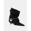 Sheepskin version niche cat and leather western boots women's folding pile boots autumn and winter new fashion temperament versatile short boots