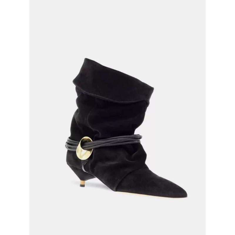 Sheepskin version niche cat and leather western boots women's folding pile boots autumn and winter new fashion temperament versatile short boots