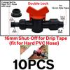 16mm 5/8" Drip Irrigation Tape Shut-Off Valve End Plug Connector Thread Lock Garden Watering System Greenyhouse to PVC Hard Pipe