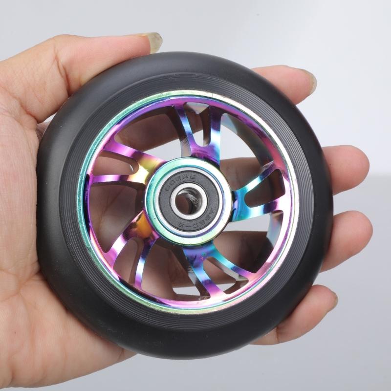 2lots Scooters Replacement Wheel with Bearings Aluminum Alloys Scooters Wheel for Aggressive Trick Cycling