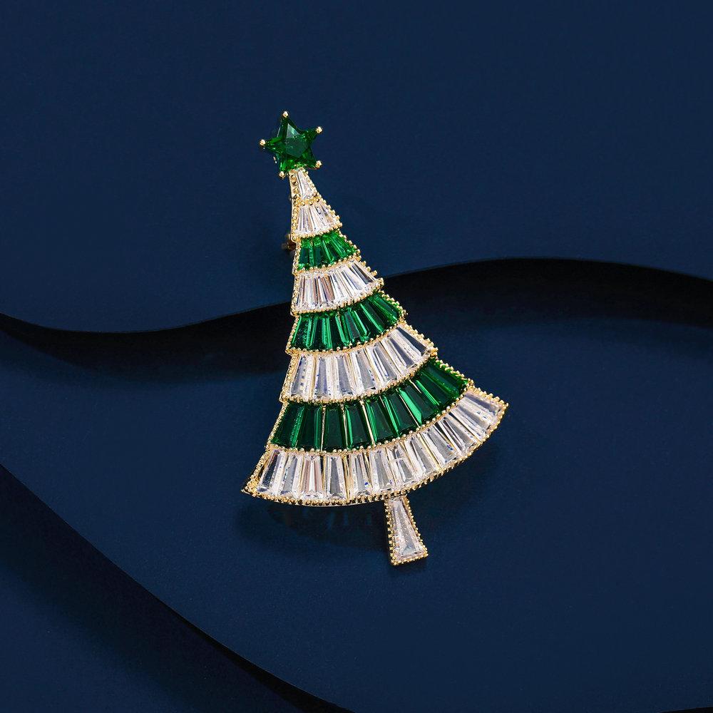 

SUYU Женская роскошная брошь Медь Микровставка Кубический цирконий Брошь Рождественская елка Праздничный подарок Украшение для одежды зелёный