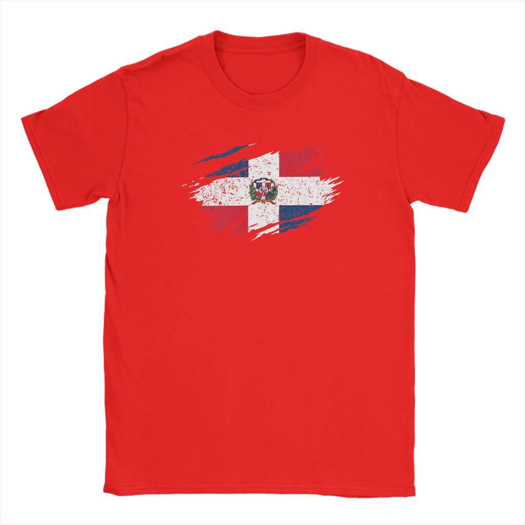 Dominikanische Republik Flagge 100% Baumwolle T-Shirt Für Unisex Sommer Y2K Lustige T-Shirts Rundhals Mode T-Shirts Übergroße Kleidung