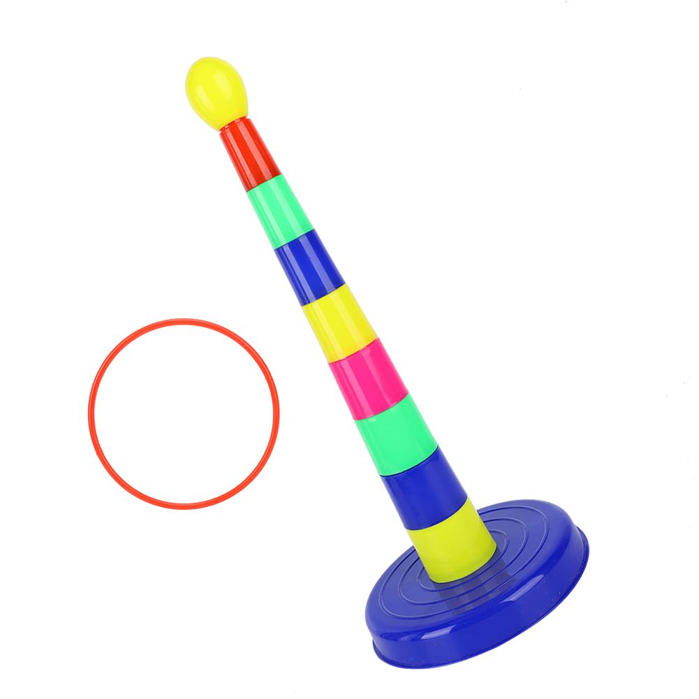 1 Set Pillars 8 Sets Rings Ringtoss Game Toys Parent Child Indoor Interactive Game(Ring Toss )