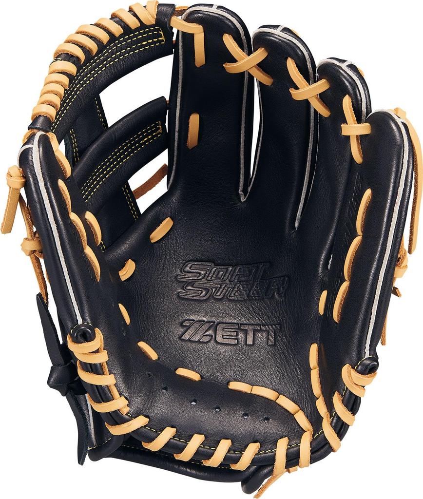 ZETT Soft Steer Baseball Black X Pastel Brown Size BRGB35520F Glove, All-Around, Left-Handed Throw, (1932), 4,