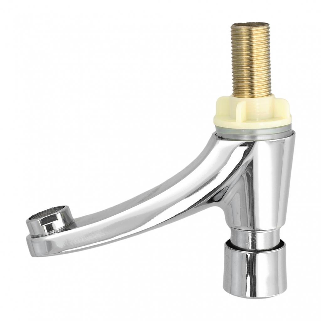 Self Closing Bathroom Faucet with Chrome Finish for Water Conservation