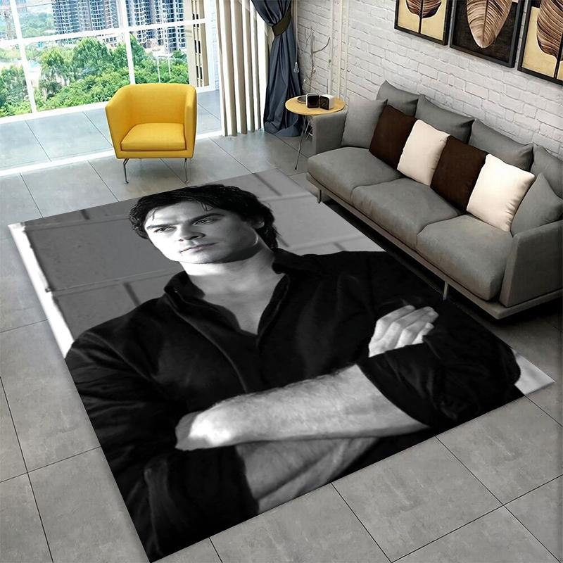 Tappeto The Vampire Diaries Damon Salvatore per Camera da Letto Soggiorno Divano Sala Giochi Zerbino Decorazione Casa, Tappeto Area Bambini Antiscivolo