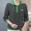 YYFS Women's Fashion Casual Spring Autumn Stripe Print Long Sleeve Hooded Blouses & Shirts