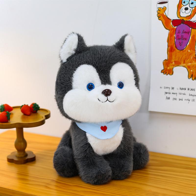 New Q-version Scarf Husky Doll Cute Sitting Dog Doll Plush Toys To Give Girlfriend Children's Gift