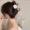 Small Fabric Floral Hair Clip Elegant Pearls Flower Hair Claw Camellia Hair Clip  Back Head Wear