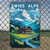 1pc Swiss Alps Vintage Iron Wall Art Sign - Rustic Metal Decor with Vibrant Alpine Landscape, 12x8 Inches (30x20cm), Detailed Ar