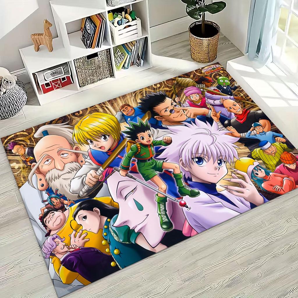 Anime HUNTER X HUNTER HXH Gon Freecss Killua Cartoon Rug for Bedroom Living Room Sofa Home Doormat Decor,Kids Non-slip Floor Mat